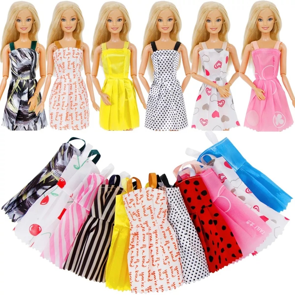 Poppenkleertjes |Geschikt voor Barbie | Set van 10 jurkjes | Barbie kleding | Barbie kleren